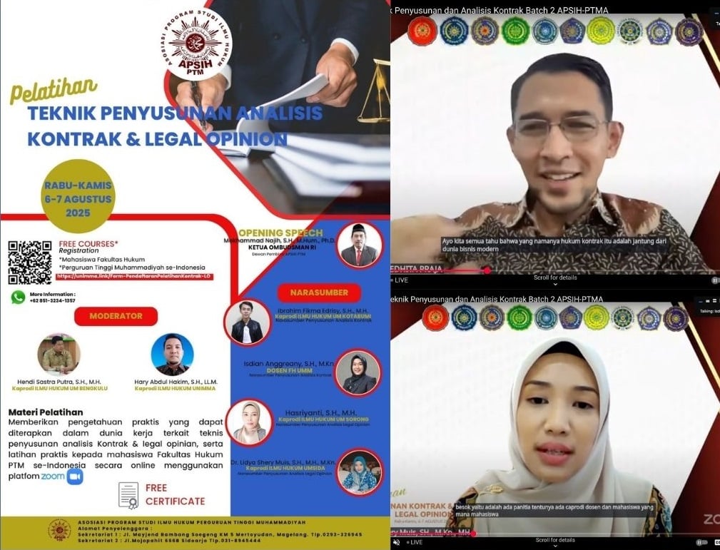 FH UNIMMA Menjadi Co-Host Pelatihan Kontrak dan Legal Opinion Berskala Nasional