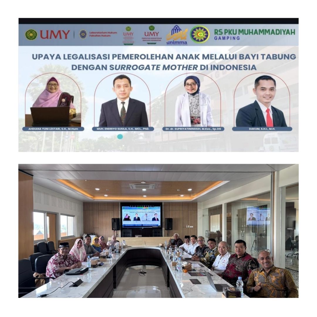 Dosen Fakultas Hukum Unimma Dakum, S.H.I., M.H. gelar desiminasi hasil penelitian tahun pertama dengan judul “Upaya Legalisasi Pemerolehan Anak Melalui Bayi Tabung dengan Surrogate Mother di Indonesia”.